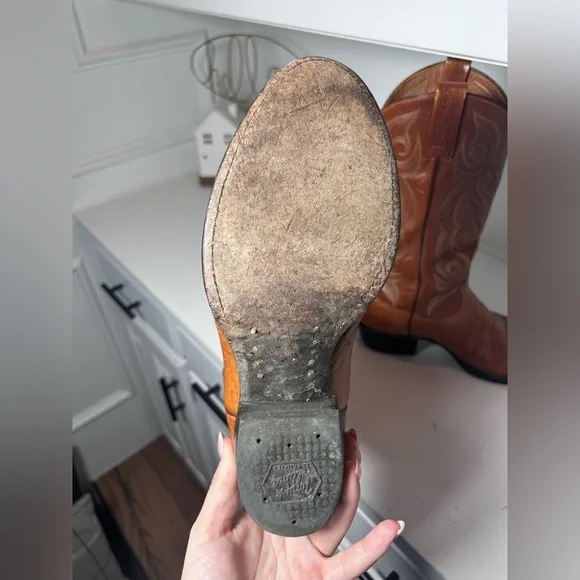 Vintage Tony Lama Western Boots Brown Leather | Men’s 8D Women’s 9–9.5 - Picture 6 of 8